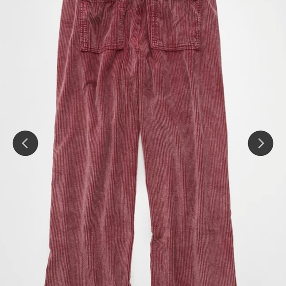 American Eagle Stretch Corduroy Low-Rise Baggy Wide Leg Pant - Picture 2 of 5